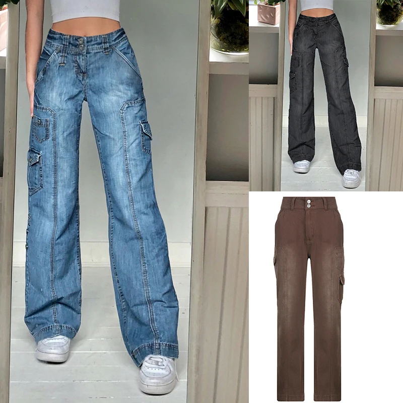 Y2k Women Casual Trousers Loose Style Jeans Blue Solid Color High Waist Wide-leg Pants With Pockets High Streetwear
Y2k Women Casual Trousers Loose Style Jeans Blue Solid Color High Waist Wide-leg Pants With Pockets High Streetwear