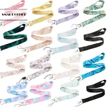 Marble Printing Neck Strap Keychain Lanyard For Keys Women ID Badge Holder Keycord DIY Hanging Rope Cell Phone Accessories