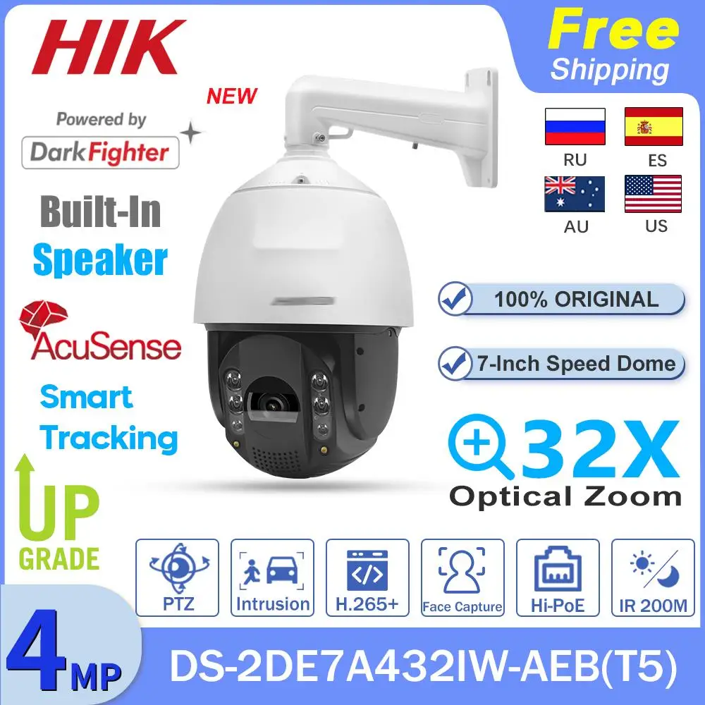 HIK Original PTZ Camera DS-2DE7A432IW-AEB(T5) 4MP AcuSense 32x Zoom Speaker Alarm Speed Dome DarkFighter CCTV Surveillance
HIK Original PTZ Camera DS-2DE7A432IW-AEB(T5) 4MP AcuSense 32x Zoom Speaker Alarm Speed Dome DarkFighter CCTV Surveillance