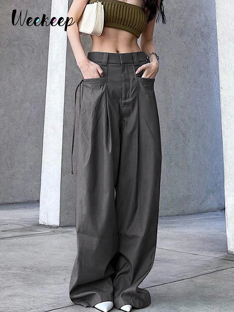 Grey Cargo Pants Korean Fashion Lace Up Pocket Low Rise Casual Pants Women Streetwear Sweatpants y2k Aesthetic Trousers
Grey Cargo Pants Korean Fashion Lace Up Pocket Low Rise Casual Pants Women Streetwear Sweatpants y2k Aesthetic Trousers