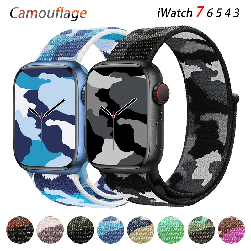 Nylon loop strap For apple watch band 45mm 41mm 44mm 40mm 42mm 38mm camouflage bracelet belt iwatch series 4 3 5 6 7 watchband
Nylon loop strap For apple watch band 45mm 41mm 44mm 40mm 42mm 38mm camouflage bracelet belt iwatch series 4 3 5 6 7 watchband