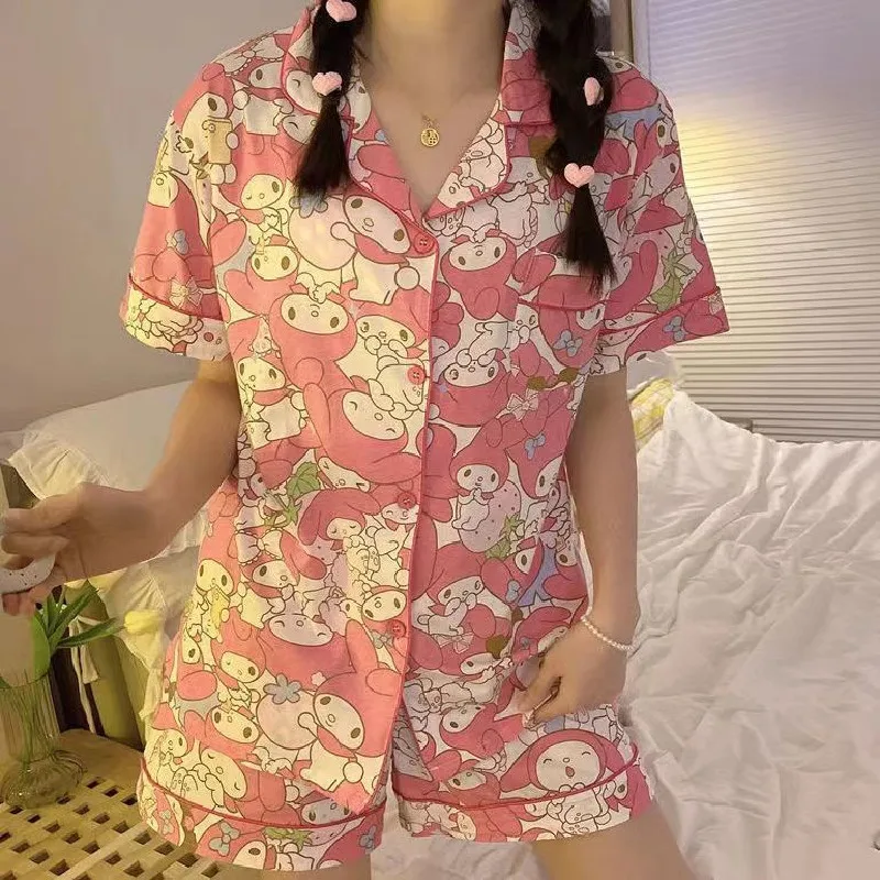 Sanrio Cinnamoroll My Melody Girls Summer New Cartoon Cute Short-Sleeved Shorts Loose Kawaii Home Clothes Pajamas Two-Piece Sets
Sanrio Cinnamoroll My Melody Girls Summer New Cartoon Cute Short-Sleeved Shorts Loose Kawaii Home Clothes Pajamas Two-Piece Sets