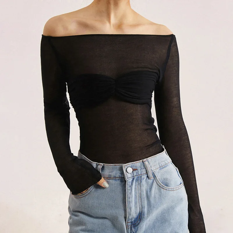 Sexy Slash Neck Solid Stretchy T-shirt Women Fashion Solid Hollow Out Top Pullover Spring Long Sleeve Backless Pleated Tee Shirt 
Sexy Slash Neck Solid Stretchy T-shirt Women Fashion Solid Hollow Out Top Pullover Spring Long Sleeve Backless Pleated Tee Shirt