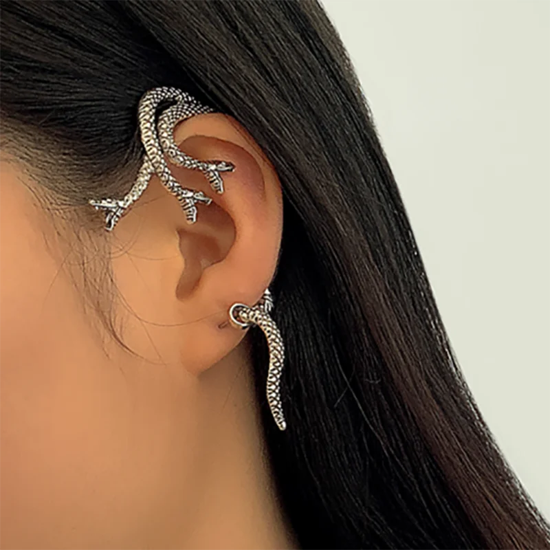 Punk Snake Ear Cuff Earring Dark Elf Ear Clip No Piercing Earrings For Women Silver Color Goth Earcuff Stud Jewelry Party
Punk Snake Ear Cuff Earring Dark Elf Ear Clip No Piercing Earrings For Women Silver Color Goth Earcuff Stud Jewelry Party