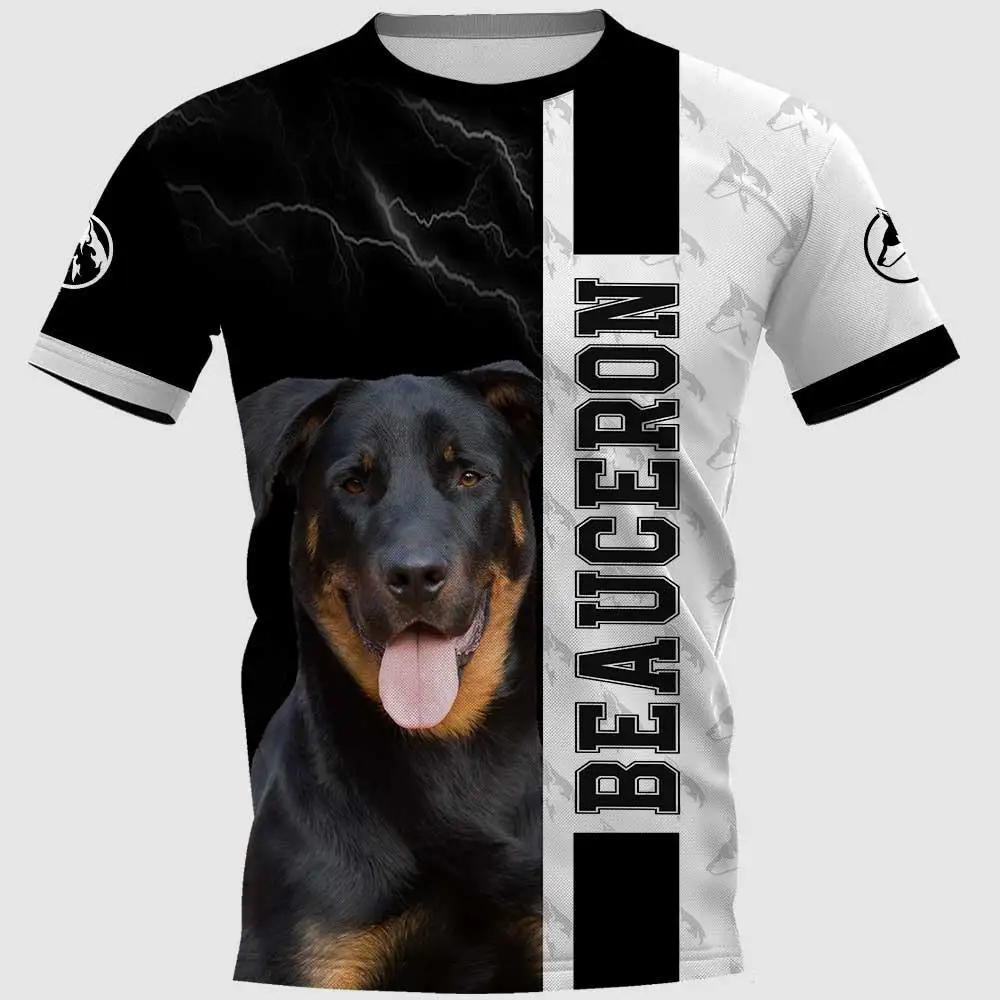 

CLOOCL Beauceron Dog T-shirts 3D Graphic Black Sky Lightning Animals T-shirt All Printed Pullovers Tops Men Clothing S-7XL