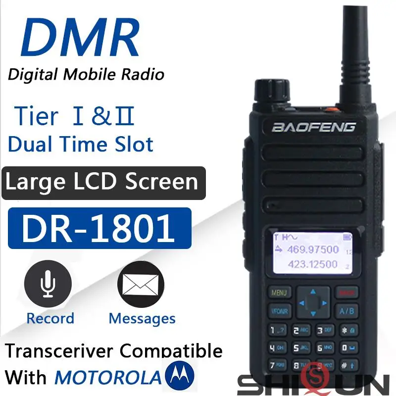 Радиостанция DR-1801 Baofeng DMR Двухдиапазонная, стандартная цифровая, трехдиапазонная радиостанция
Радиостанция DR-1801 Baofeng DMR Двухдиапазонная, стандартная цифровая, трехдиапазонная радиостанция