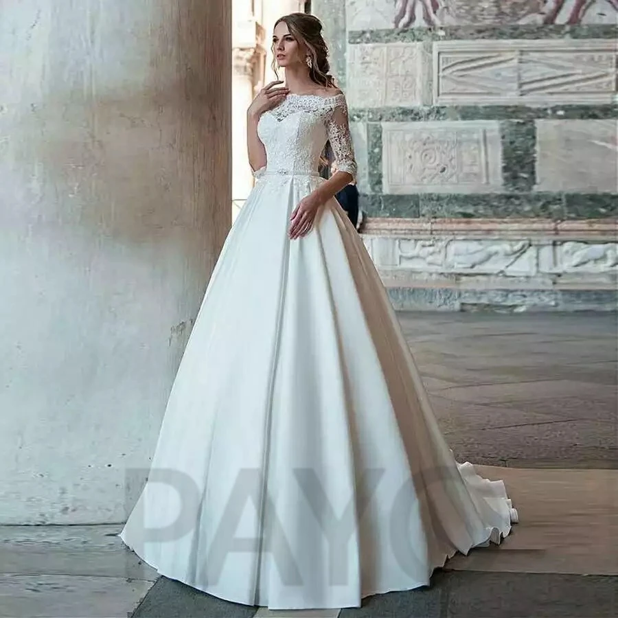 Elegant Wedding Dress Vintage Boat Neck Crystal Exquisite Appliques Beading Lace Up Sashes Princess Robe De Mariee Women
Elegant Wedding Dress Vintage Boat Neck Crystal Exquisite Appliques Beading Lace Up Sashes Princess Robe De Mariee Women