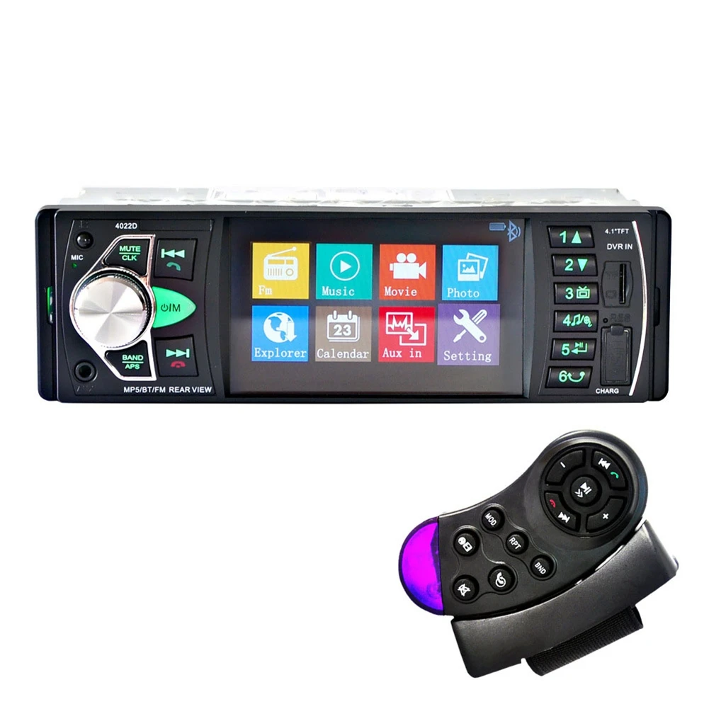 Car HD 4.1Inch Bluetooth MP5 Player Reversing Screen FM Radio Universal 4022D+Steering Wheel Remote
Car HD 4.1Inch Bluetooth MP5 Player Reversing Screen FM Radio Universal 4022D+Steering Wheel Remote