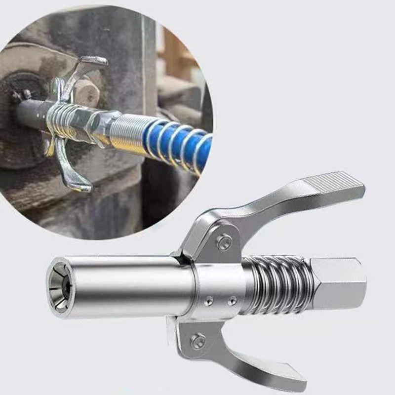 Grease Gun Coupler Heavy-Duty Quick Release NPTI/8 10000 PSI Two Press Easy To Push Oil Gun Grease Injector
Grease Gun Coupler Heavy-Duty Quick Release NPTI/8 10000 PSI Two Press Easy To Push Oil Gun Grease Injector