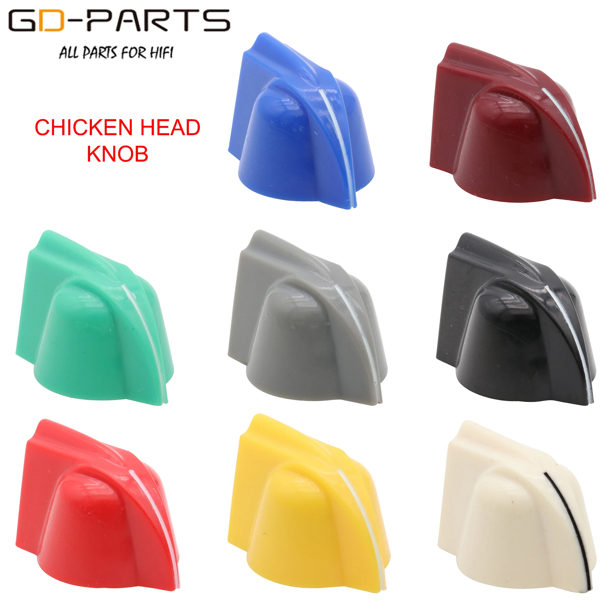 23x14mm Plastic Chicken Head Set Pointer Knobs For Guitar BASS AMP Effect Pedal Box Radio Cabinet Speaker 1/4" 6.4mm Brass Hole 
23x14mm Plastic Chicken Head Set Pointer Knobs For Guitar BASS AMP Effect Pedal Box Radio Cabinet Speaker 1/4" 6.4mm Brass Hole
