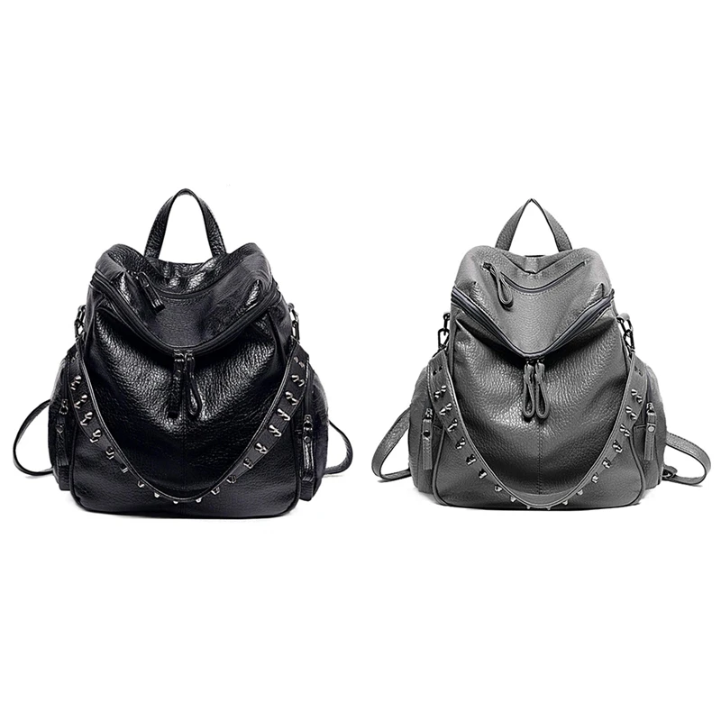 Women Backpack Purse 3 Ways PU Washed Leather Rivet Studded Ladies Rucksack Shoulder Bag
Women Backpack Purse 3 Ways PU Washed Leather Rivet Studded Ladies Rucksack Shoulder Bag