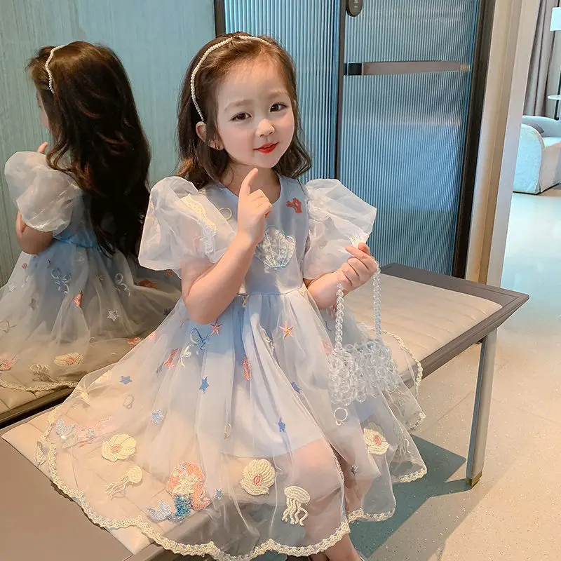 Summer Girls Clothes Cartoon embroidery Floral Mesh Dresses Summer Cute Sky Blue Party gauze Dresses 2-8 Years Girl Ball Gown
Summer Girls Clothes Cartoon embroidery Floral Mesh Dresses Summer Cute Sky Blue Party gauze Dresses 2-8 Years Girl Ball Gown