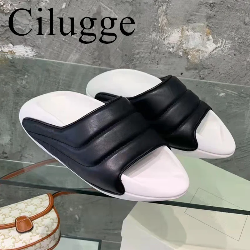 Brand New Beach Slippers Platform Genuine Leather Space Bread Shake Slippers Non-slip Fashion Male Female Slippers Big Size 45
Brand New Beach Slippers Platform Genuine Leather Space Bread Shake Slippers Non-slip Fashion Male Female Slippers Big Size 45