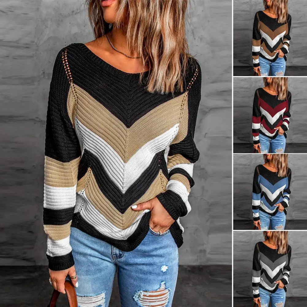 Women Sweater O-Neck Long Sleeves Hollow Out Autumn Winter Striped Patchwork Print Sweater Jumper Female Clothing Streetwear
Women Sweater O-Neck Long Sleeves Hollow Out Autumn Winter Striped Patchwork Print Sweater Jumper Female Clothing Streetwear