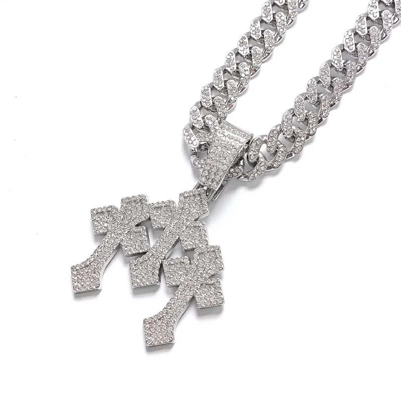 Новые ожерелья с подвеской в виде креста Iced Out для мужчин кубинской цепочкой 13 мм