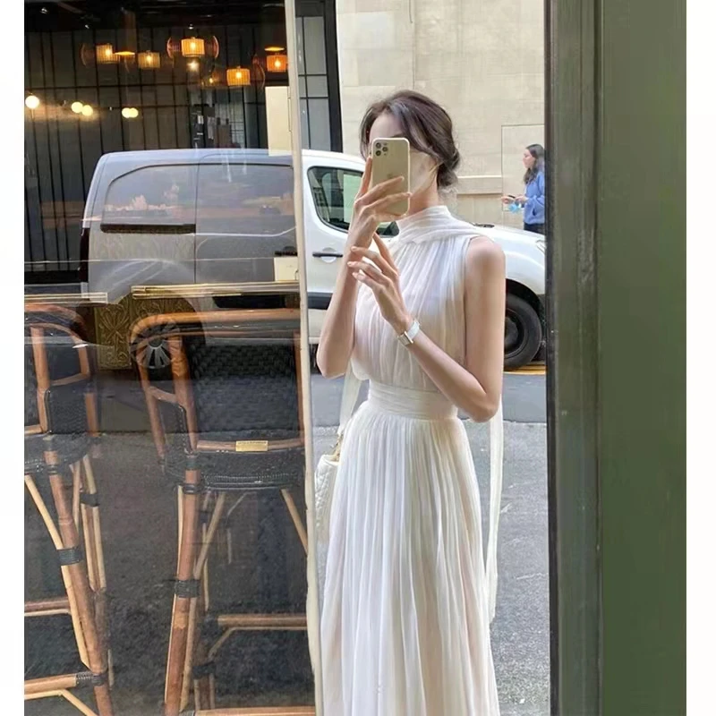 COZOK White Halter Dress Two-Piece Women's Chiffon Skirt Gentle Style Long Skirt to Ankle Wedding Dresses for Women
COZOK White Halter Dress Two-Piece Women's Chiffon Skirt Gentle Style Long Skirt to Ankle Wedding Dresses for Women