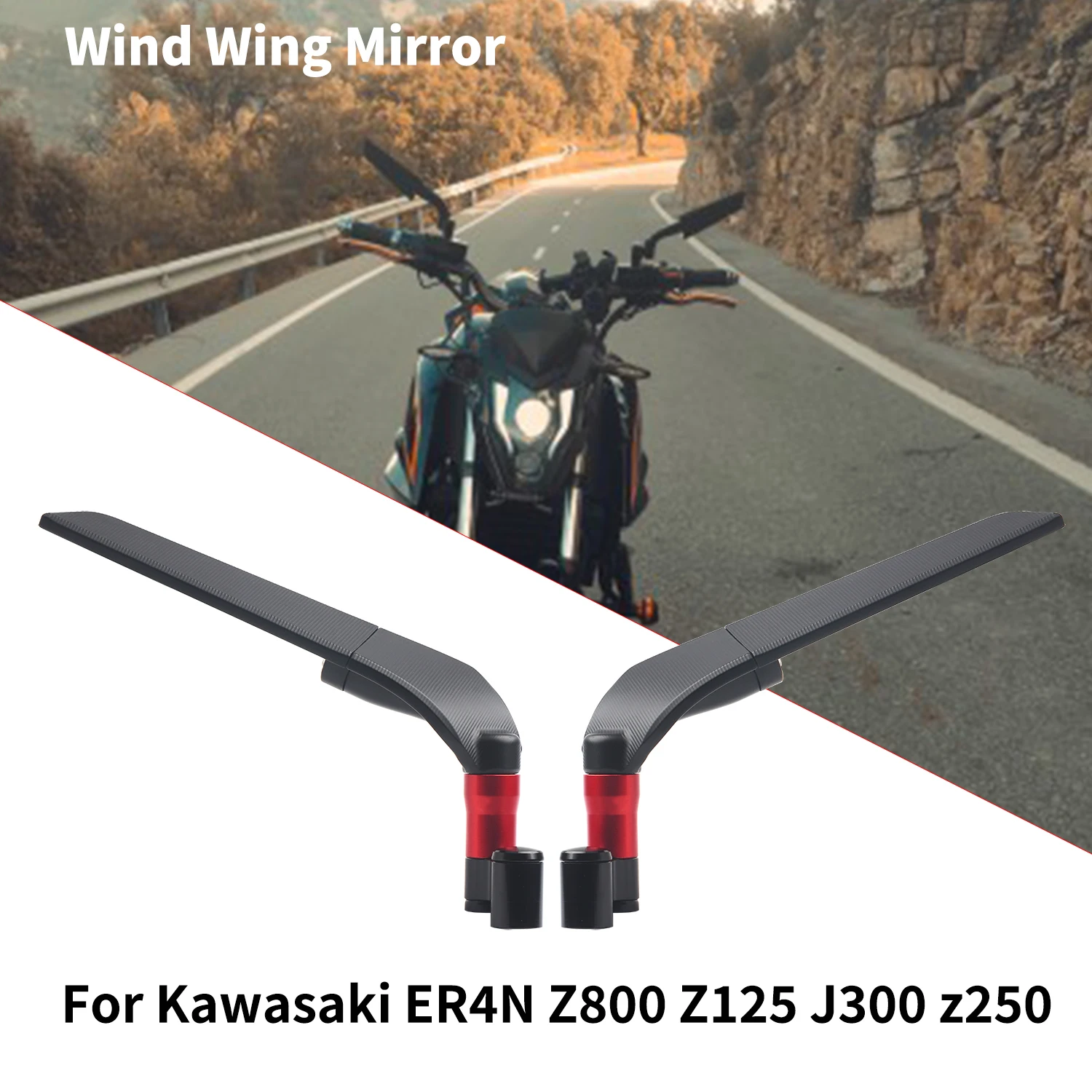 For Kawasaki z250 Z300 Z125 J300 ER6N ER4N Z800 Universal Motorcycle Mirror Wind Wing side Rearview Reversing mirror
For Kawasaki z250 Z300 Z125 J300 ER6N ER4N Z800 Universal Motorcycle Mirror Wind Wing side Rearview Reversing mirror