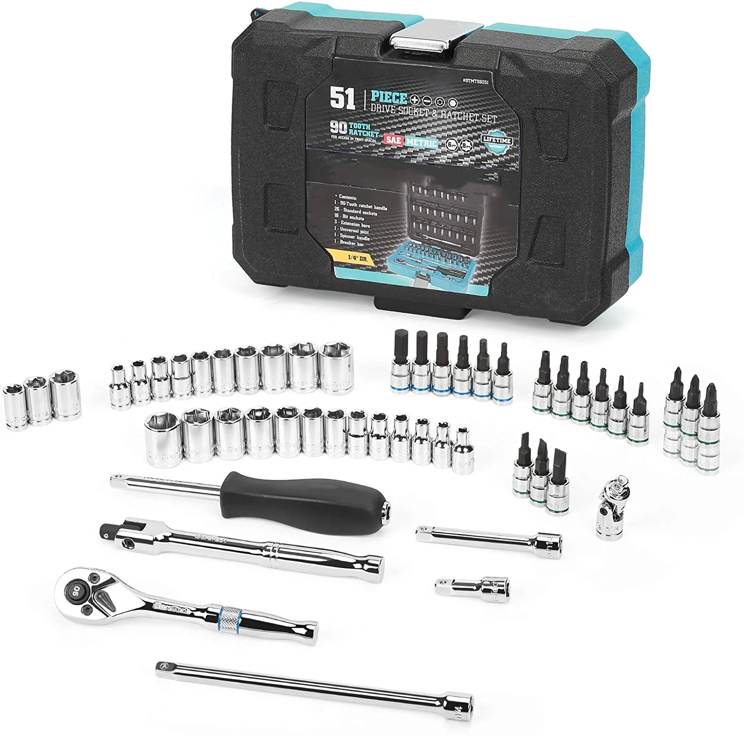 Набор патронов POPTOP 1/4 дюйма, 51 набор инструментов, включая стандартные (SAE) и метрические розетки, биты, Храповые и соединительные
Набор патронов POPTOP 1/4 дюйма, 51 набор инструментов, включая стандартные (SAE) и метрические розетки, биты, Храповые и соединительные