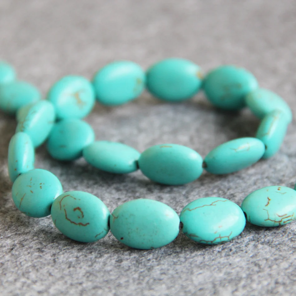 

Charm Turquoise Stone Spacer Beads 13x18mm Oval Shape Beads for Jewelry Women Making DIY Necklace Bracelet Design Wholesale