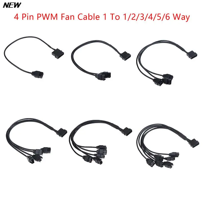 1PC 4 Pin PWM Fan Cable 1 To 1/2/3/4/5/6 Ways Splitter Black Sleeved Extension Cable Connector PWM Extension Cables
1PC 4 Pin PWM Fan Cable 1 To 1/2/3/4/5/6 Ways Splitter Black Sleeved Extension Cable Connector PWM Extension Cables