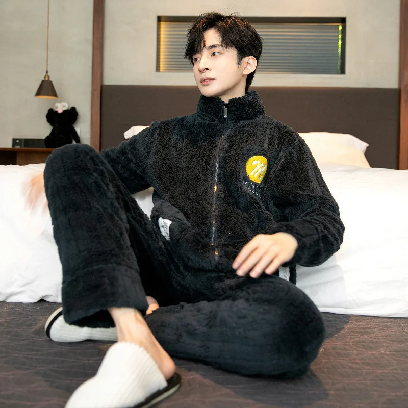 QUHENG Flannel Pajam Men Sets Autumn Winter Men Long Sleeved Trousers Coral Fleece Home ClothesThick Warm Suit Sleepwear
QUHENG Flannel Pajam Men Sets Autumn Winter Men Long Sleeved Trousers Coral Fleece Home ClothesThick Warm Suit Sleepwear