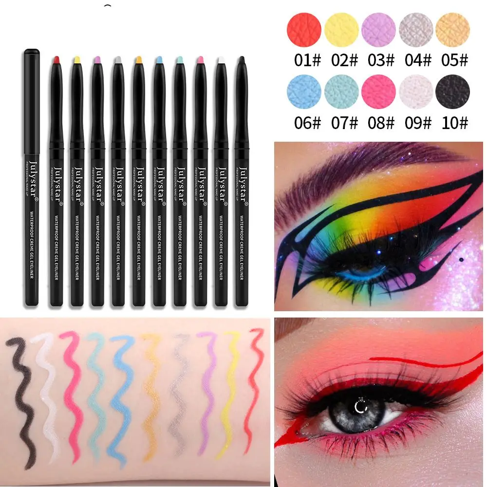 10 Colors Colorful Matte Eyeliners Set Makeup UV Glitter Eye Make Up Waterproof Eye Liner Pen Neon Pigment Women Eyeliner Stick
10 Colors Colorful Matte Eyeliners Set Makeup UV Glitter Eye Make Up Waterproof Eye Liner Pen Neon Pigment Women Eyeliner Stick