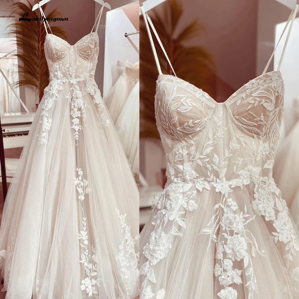 Кружевное Свадебное платье принцессы свадебное 2022 Vestido на тонких бретелях