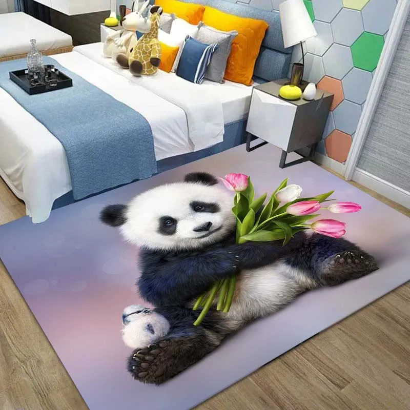 

15 Sizes Cartoon Panda Carpet For Bedroom Baby'S Crawling Mat Cute Animals Series Soft Rug Play Mat Bed Area Rug Parlor Decor
