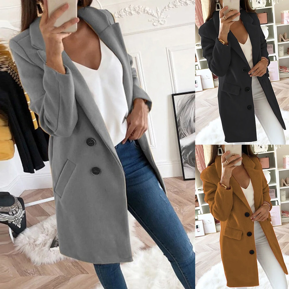 Fashion Women Coats Single Breasted Pockets Long Sleeve Solid Color Parka Overcoat Winter Female 2022 New Long Coats
Fashion Women Coats Single Breasted Pockets Long Sleeve Solid Color Parka Overcoat Winter Female 2022 New Long Coats