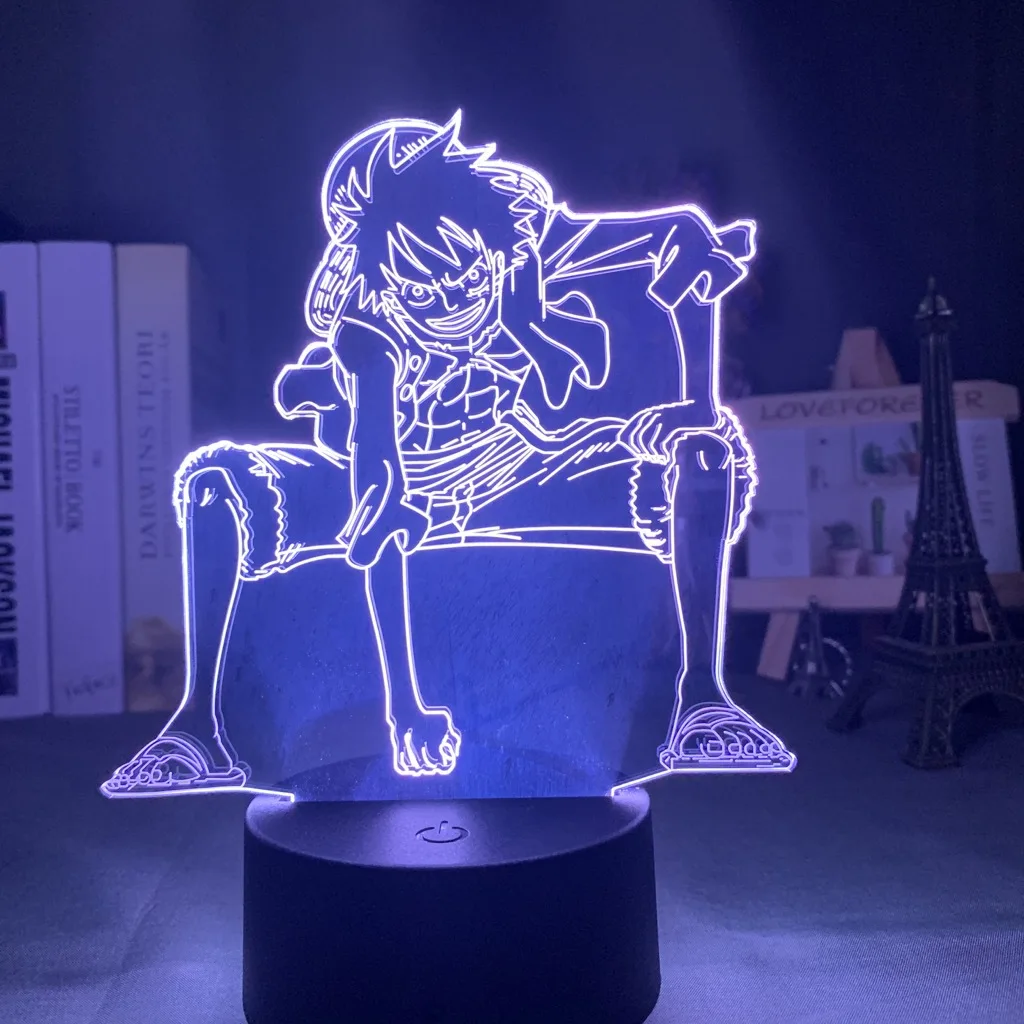 

One Piece Night Light Luffy Sanji Zoro Nami 3D LED Illusion Table Lamp Touch Optical Action Figure Lamp Bedside Decor Desk Lamp