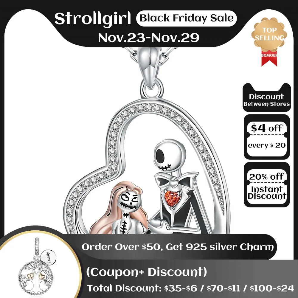 925 Sterling Silver Nightmare Necklace Skull Heart Pendant Together Forever Jewelry Christmas Day Gift for Women Girl Girlfriend
925 Sterling Silver Nightmare Necklace Skull Heart Pendant Together Forever Jewelry Christmas Day Gift for Women Girl Girlfriend