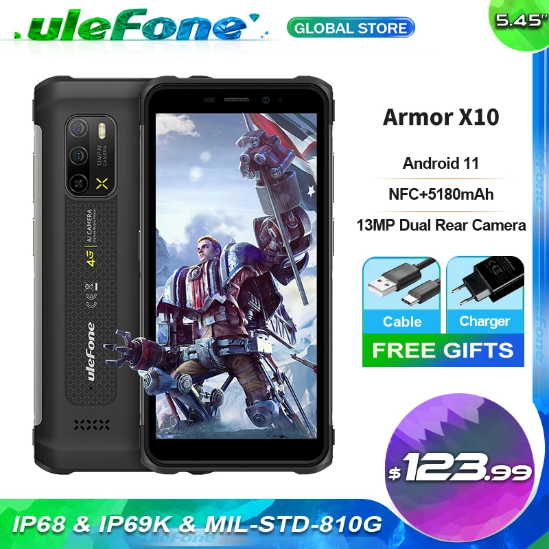 Смартфон Ulefone Armor X10 IP68/IP69K 5180 мАч экран 5 45 дюйма HD + задняя подводная камера 13 МП 4 Гб
