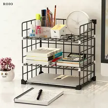 Simple Iron Book Shelf Student Dormitory Table Storage Home Office Bookshelf Saving Space Light-weight Organizer Holder