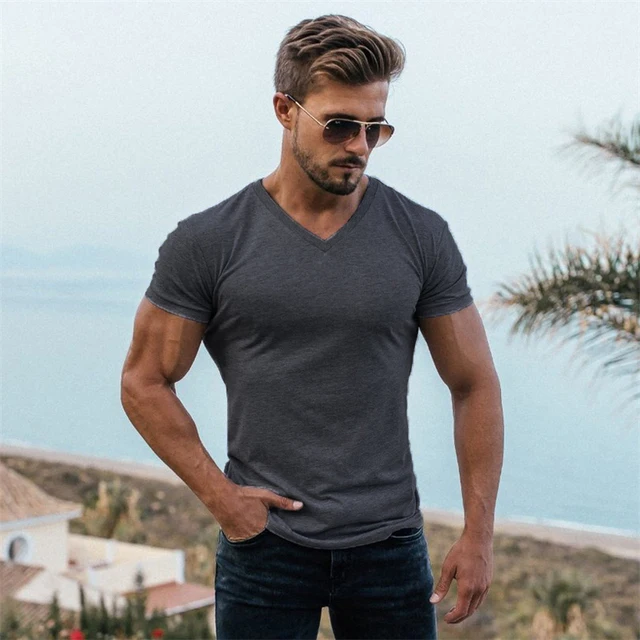 Gym T-shirt Men Fashion V Neck Short Sleeve Cotton Tshirt Slim Fit Sports Tee Shirt Bodybuilding Fitness Workout Summer Clothing
Gym T-shirt Men Fashion V Neck Short Sleeve Cotton Tshirt Slim Fit Sports Tee Shirt Bodybuilding Fitness Workout Summer Clothing