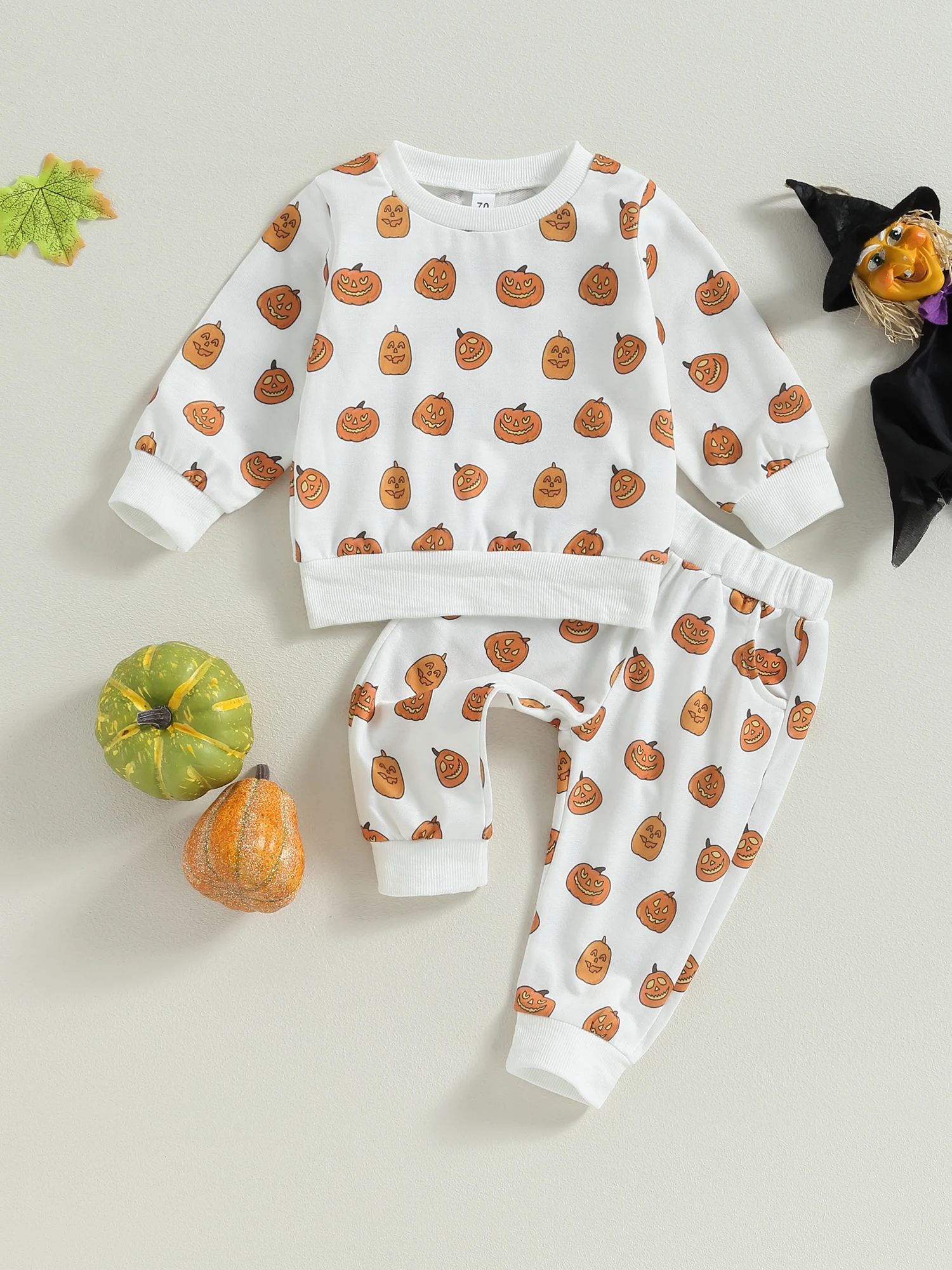 Baby Girls Boys Halloween Costume Pumpkin Print Long Sleeve Sweatshirts and Pants 2Pcs Fall Outfits Set
Baby Girls Boys Halloween Costume Pumpkin Print Long Sleeve Sweatshirts and Pants 2Pcs Fall Outfits Set