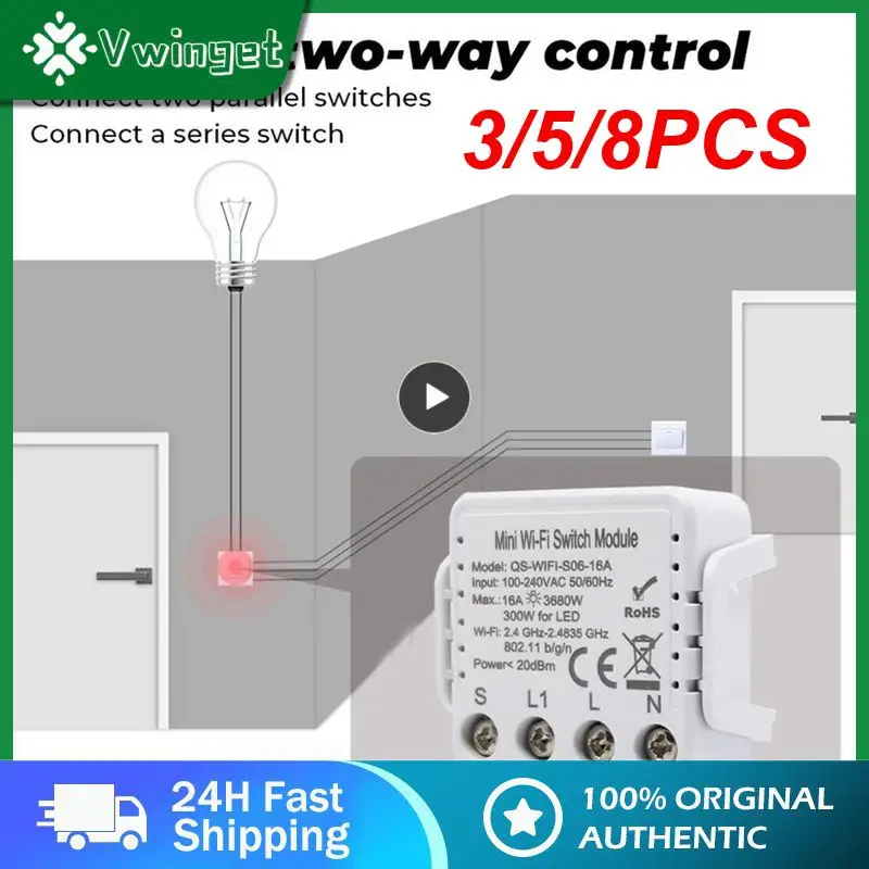 

3/5/8PCS Smart Home Wifi Switch Voice Control Timing Wifi Tuya Smart Switch 100-250v Ac Countdown Function Wifi Socket