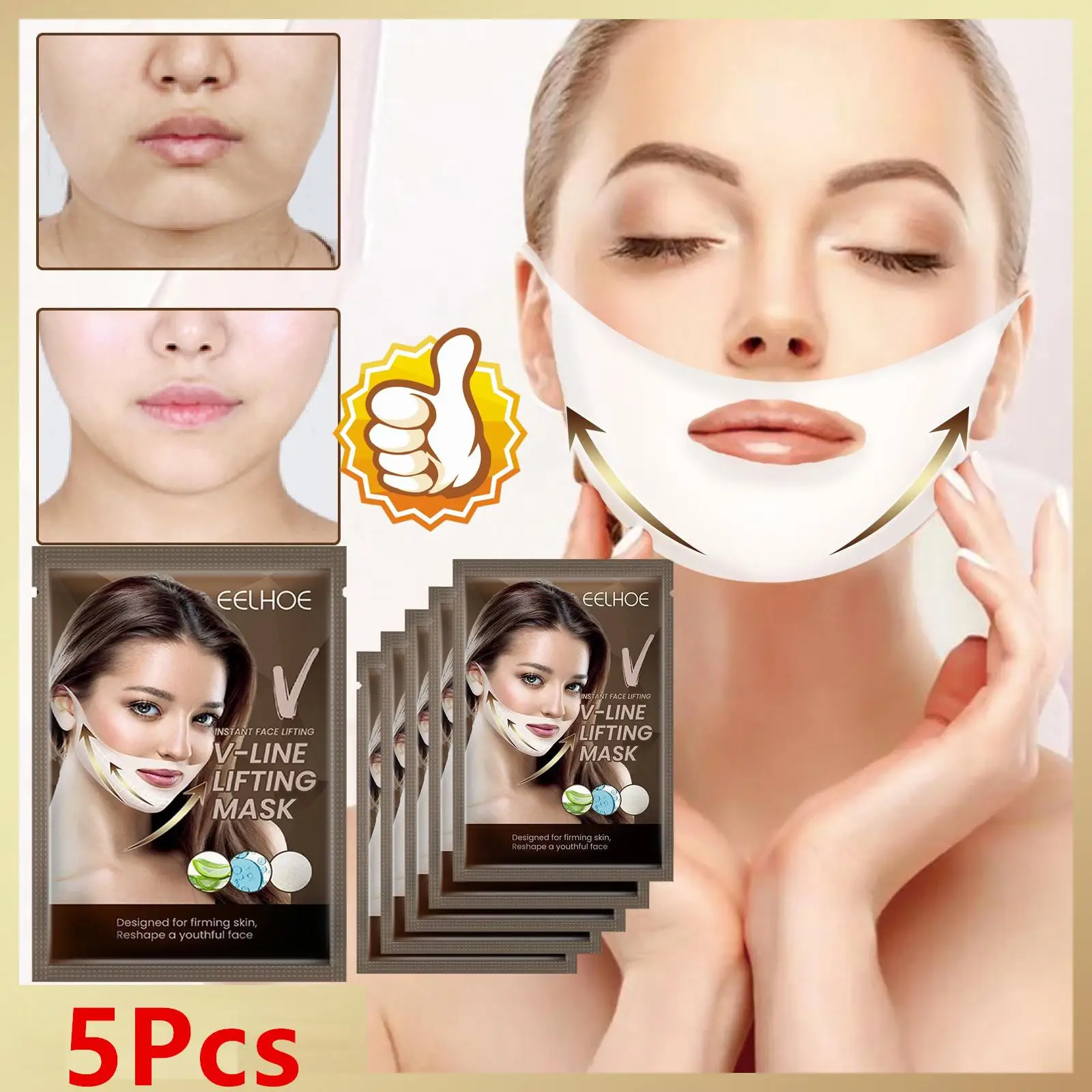 5Pcs Face Lift Slimming Mask Neck Mask Face Lift V Lifting Chin Up Patch 4D Ear Tightening Skinny Masseter Double Chin Reducer
5Pcs Face Lift Slimming Mask Neck Mask Face Lift V Lifting Chin Up Patch 4D Ear Tightening Skinny Masseter Double Chin Reducer