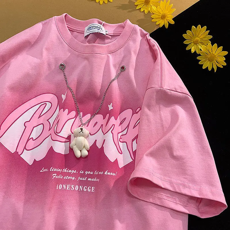 2022 Creative Cute Bear Ornament Gradient Letters Print Graphic T Shirts Summer Large 2XL Harajuku Teens Short Sleeve Tee Tops
2022 Creative Cute Bear Ornament Gradient Letters Print Graphic T Shirts Summer Large 2XL Harajuku Teens Short Sleeve Tee Tops