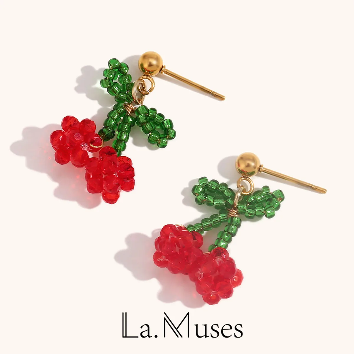 Серьги La.Muses ручной работы из нержавеющей стали с вишневой малиной для женщин