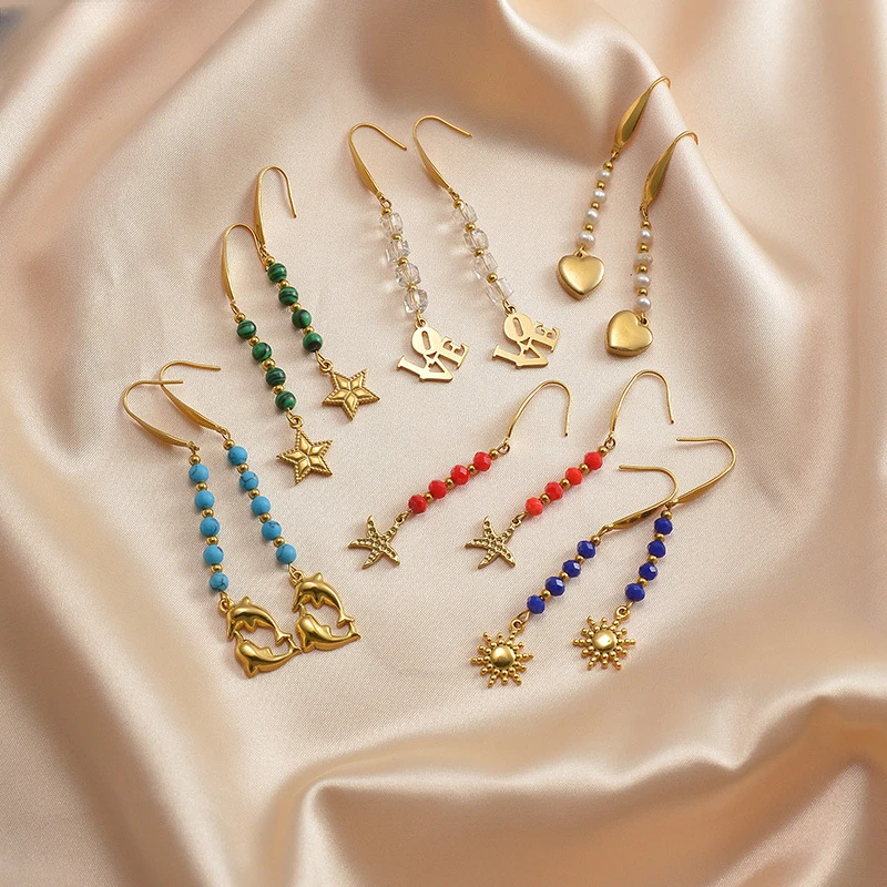 Bohemian Diy Handmade Beaded Tassel Earrings for Women Long Five-pointed Star Double Fish Earring Jewelry Wholesale
Bohemian Diy Handmade Beaded Tassel Earrings for Women Long Five-pointed Star Double Fish Earring Jewelry Wholesale