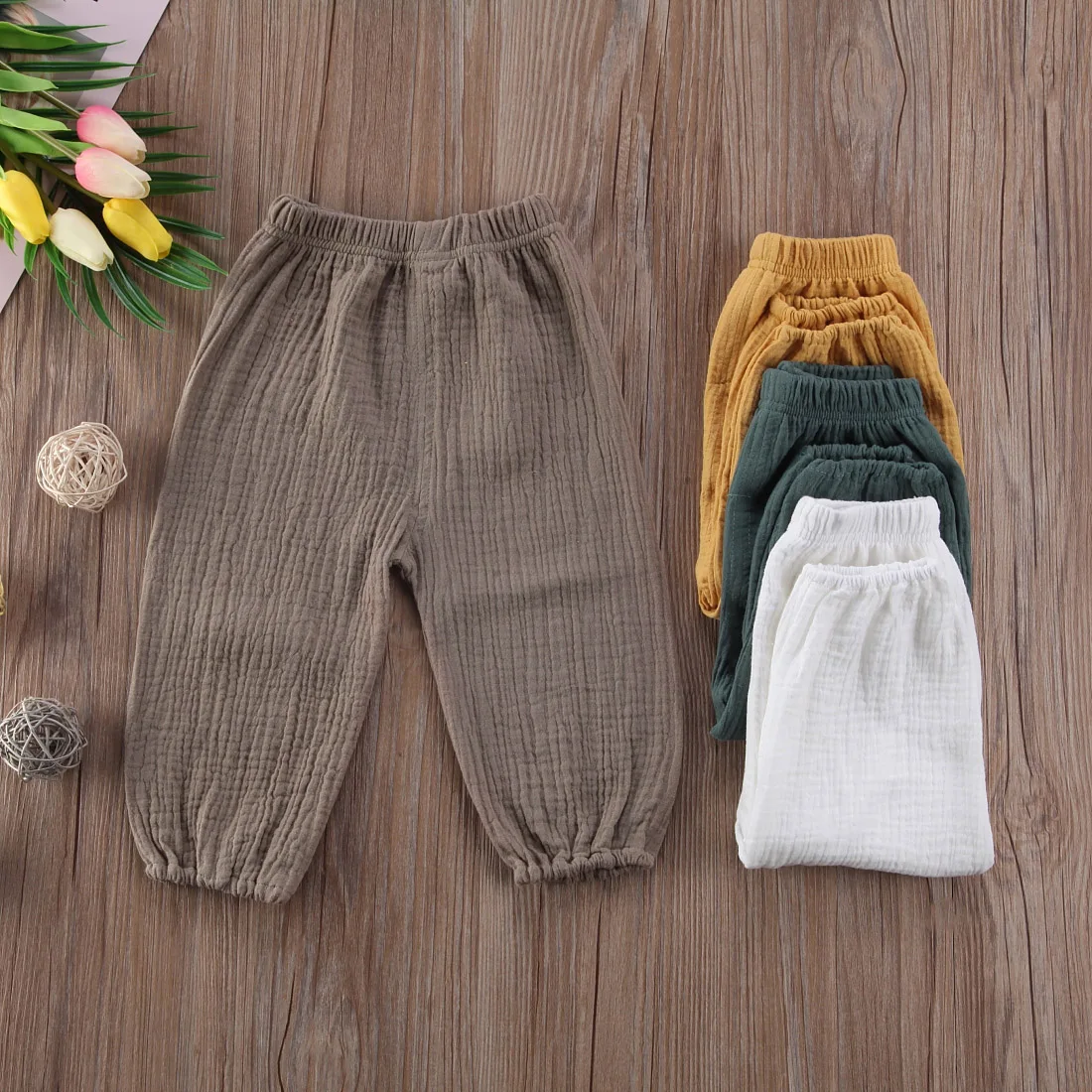 

Long Baby Clothing Pants Bottoms Wrinkled Loose Boy Babies 4 Pant Girl Pantalettes Colors Kids