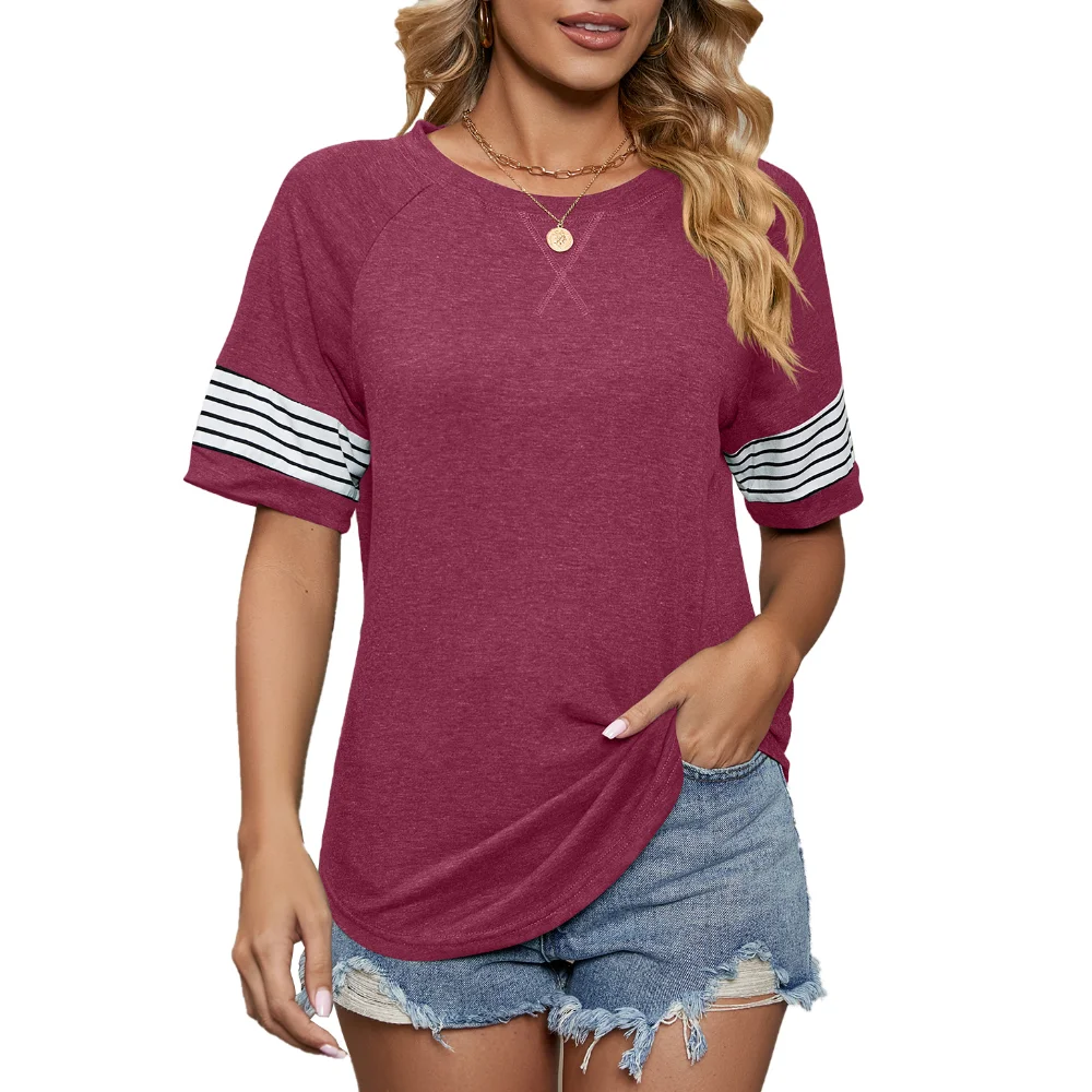Summer New Women's Striped Patchwork Loose Round Neck Short-sleeved T-shirt Comfortable Casual Top Female
Summer New Women's Striped Patchwork Loose Round Neck Short-sleeved T-shirt Comfortable Casual Top Female