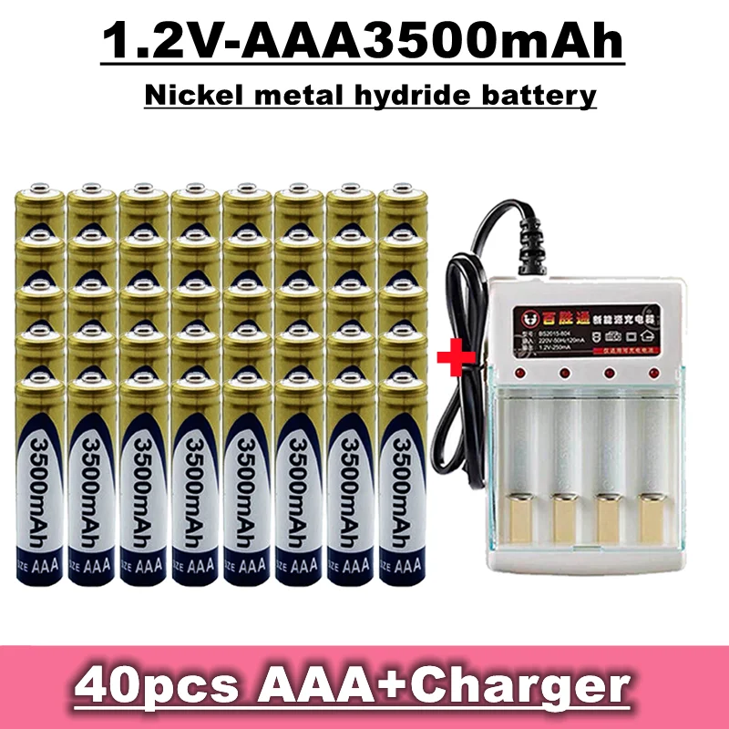 AAA rechargeable battery,made of nickel metal hydride,1.2V 3500mAh,suitable for toys, alarm clocks, MP3, etc., sold with charger
AAA rechargeable battery,made of nickel metal hydride,1.2V 3500mAh,suitable for toys, alarm clocks, MP3, etc., sold with charger