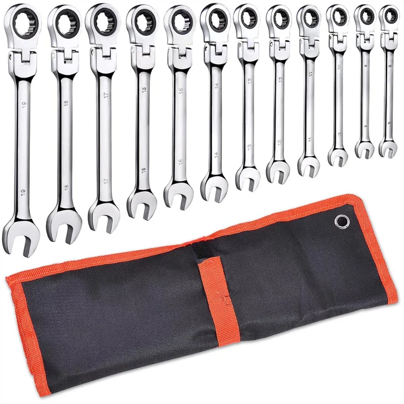 12pcs Ratchet Wrench Set 8-19mm Metric Combination Spanner Flexible Head Auto Car Tool Kit
12pcs Ratchet Wrench Set 8-19mm Metric Combination Spanner Flexible Head Auto Car Tool Kit