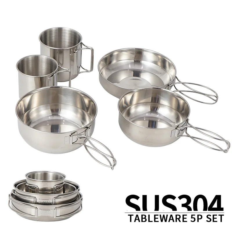 Outdoor 304 Stainless Steel Cup Bowl Camping Tableware Kit Portable 5-piece Pot Picnic Barbecue Mountaineering Fishing Tableware
Outdoor 304 Stainless Steel Cup Bowl Camping Tableware Kit Portable 5-piece Pot Picnic Barbecue Mountaineering Fishing Tableware