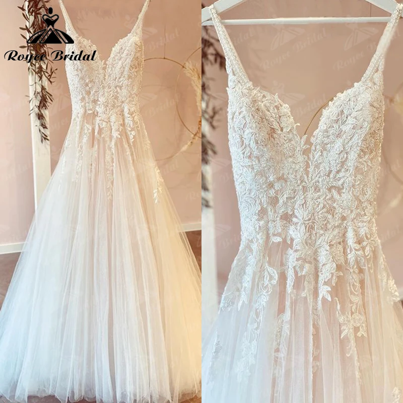 trouwjurk A Line Blush Pink Wedding Dress Lace Tulle Spaghetti Straps Backless V Neck Bridal Gowns Vestidos De Novia Bohemian
trouwjurk A Line Blush Pink Wedding Dress Lace Tulle Spaghetti Straps Backless V Neck Bridal Gowns Vestidos De Novia Bohemian