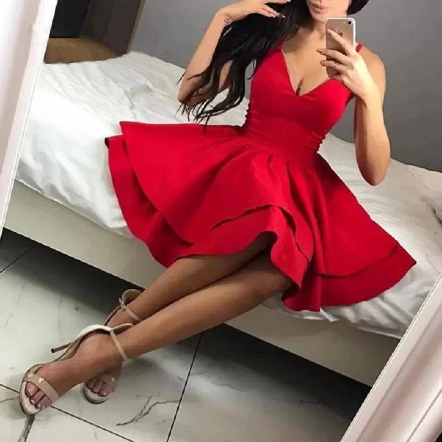 ANGELSBRIDEP Red V-Neck Homecoming Dresses Vestidos De Festa Simple Design Satin Junior Graduation Formal Party Gowns HOT 
ANGELSBRIDEP Red V-Neck Homecoming Dresses Vestidos De Festa Simple Design Satin Junior Graduation Formal Party Gowns HOT