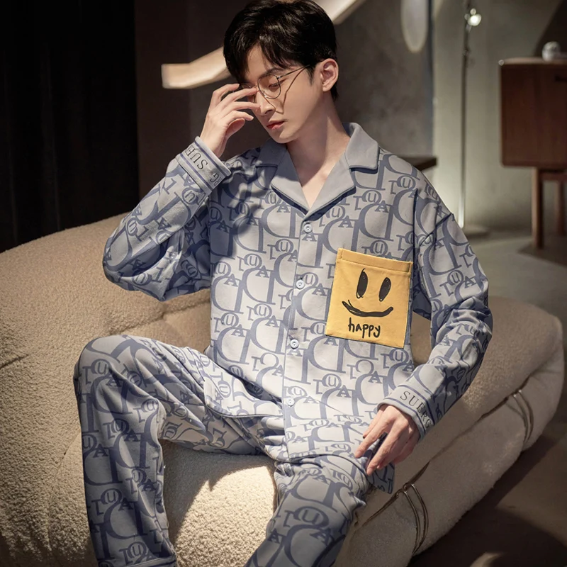 QUHENG Man's Cotton Pajamas Cartoon Sleepwear Sets 2 Pieces Pyjamas Spring Autumn Lapel Loungewear Suit Home Clothes Suit
QUHENG Man's Cotton Pajamas Cartoon Sleepwear Sets 2 Pieces Pyjamas Spring Autumn Lapel Loungewear Suit Home Clothes Suit