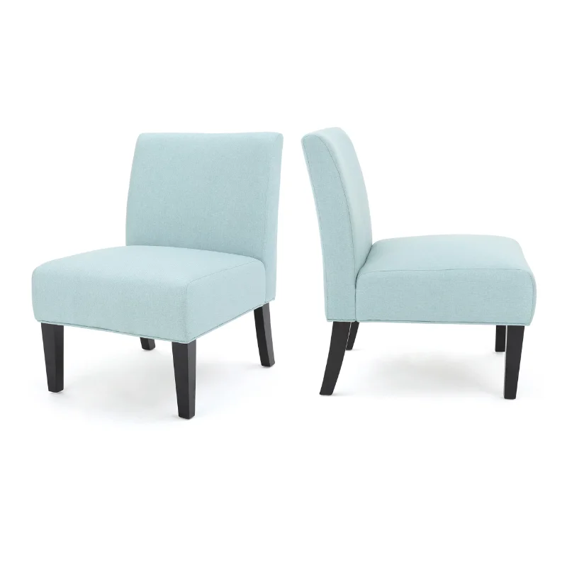 

Noble House Cassie Light Blue Fabric Slipper Chair, Blue living room furniture living room furniture