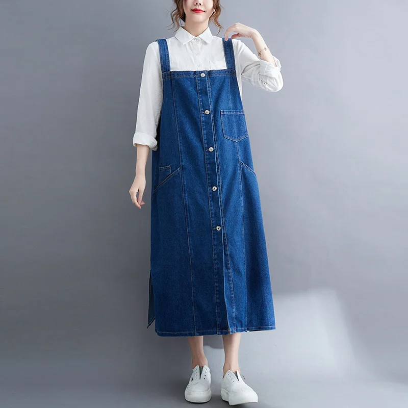 #2479 Denim Blue Midi Dress Women Single Breasted Overalls Denim Dresses Ladies Sexy Loose Spring Summer Jeans Dress Sleeveless
#2479 Denim Blue Midi Dress Women Single Breasted Overalls Denim Dresses Ladies Sexy Loose Spring Summer Jeans Dress Sleeveless